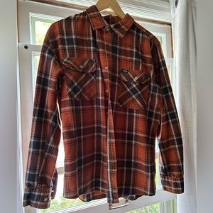 Brixton Long Sleeve Flannel Button Up Shirt Mens Medium warm